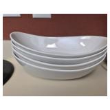4 white serving bowls