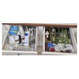 Drawer lot of flatware serving utensils & more