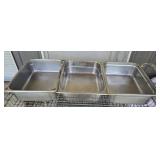 Lot of 3 stainless steel bins