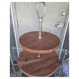 2 tier solid wood desert tray