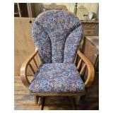 Oak wood rocking chair upholstered cushions