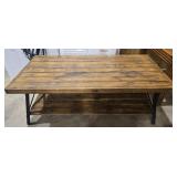 2 tier wood and metal coffee table
