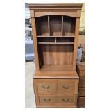 2 piece wood like filing cabinet and shelves