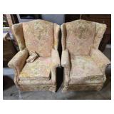 Paur of upholstered wing back chairs