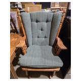 Oak wood upholstered cushion glider chair