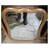 Vintage Oak wood beveled edge mirror