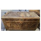 Carved wood trunk