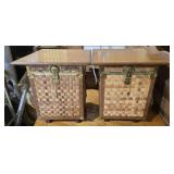 Pair of wood woven side tables