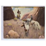 Vintage Calendar Art Sante Fe Print on Board