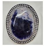 German Silver Oval Sodalite Stone Ring Size 7