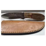Hand made Damascus steel knife with custom wood