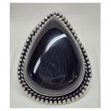 Large German Silver Black Onyx Ring Size 8