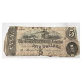 Civil War Era Confederate $5 Banknote 1864