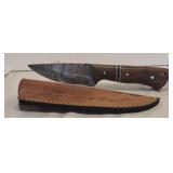 Hand made Damascus steel knife with custom wood