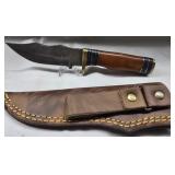 Hand made Damascus steel knife with custom wood