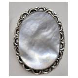 Large German Silver Mother Of Pearl Ring Size 6