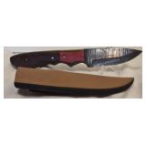 Hand made Damascus steel knife with custom wood