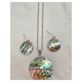 Sterling Silver Chain Mother Of Pearl Jewelry Set