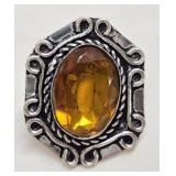 German Silver Citrine Stone Ring Size 8