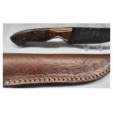 Hand made Damascus steel knife with custom wood