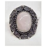 German Silver Rose Quartz Ring Size 7