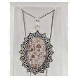 Large Germnan Silver Asteroid Jasper Necklace