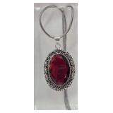 Large German Silver Garnet Stone Necklace