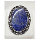 Large German Silver Lapis Stone Ring Size 6