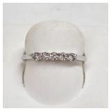 925 Sterling Silver Ring with Diamond Chips Sz 8