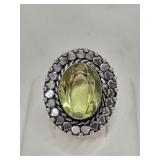 German Silver Oval Lemon Quartz Ring Size 6