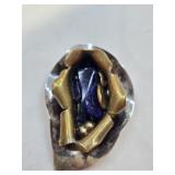 Unmarked Broach Silver & Gold Metals w Cobalt