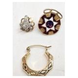 10k & 14k Yellow Gold Pins & 1 Earring 3.23 grams