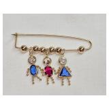 14k Yellow Gold Birthstone Figural Charms & Pin