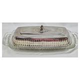 Sterling Silver Lidded Butter Dish Glass Base 72 g