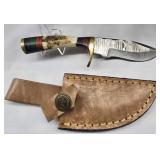 Hand made Damascus steel knife with custom wood