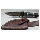 Hand made Damascus steel knife with custom wood