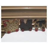 Roosters and Cow on Wheels Decor