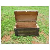 Antique Round Top Steamer Trunk Chest