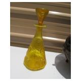 Art Glass Yellow Decanter Bottle w/ Stopper