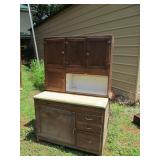 Antique Enamel Top Hoosier Cabinet Hutch
