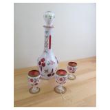 Czech Bohemian Glass Vintage Decanter and Cups