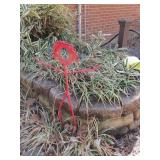 Red Metal Garden Art Sculpture Girl