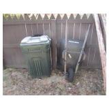 Blue Hawk Wheel Barrow and Trash Can