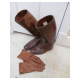 Vintage Riding Boots and Gloves