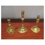 3 Virginia Metalcrafters Brass Candlesticks