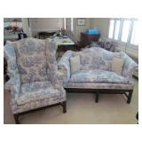 WIngback Chair and Loveseat Victorian