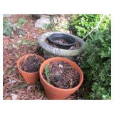 Small Concrete Planter and Flower Pots Lot