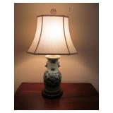 Asian Pottery Lotus Butterfly Table Lamp 30' T