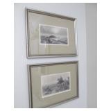 2 Lithograph Prints Framed