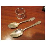 Sterling Silver spoons and napkin ring